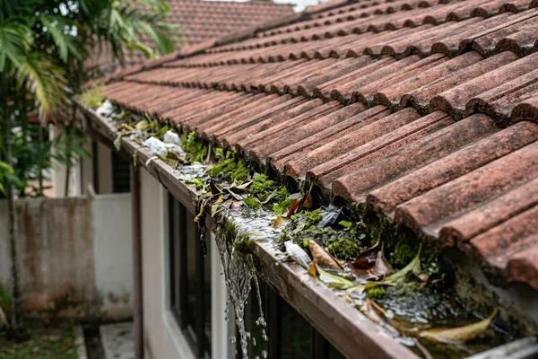 Before Overflowing & Clogged Gutters