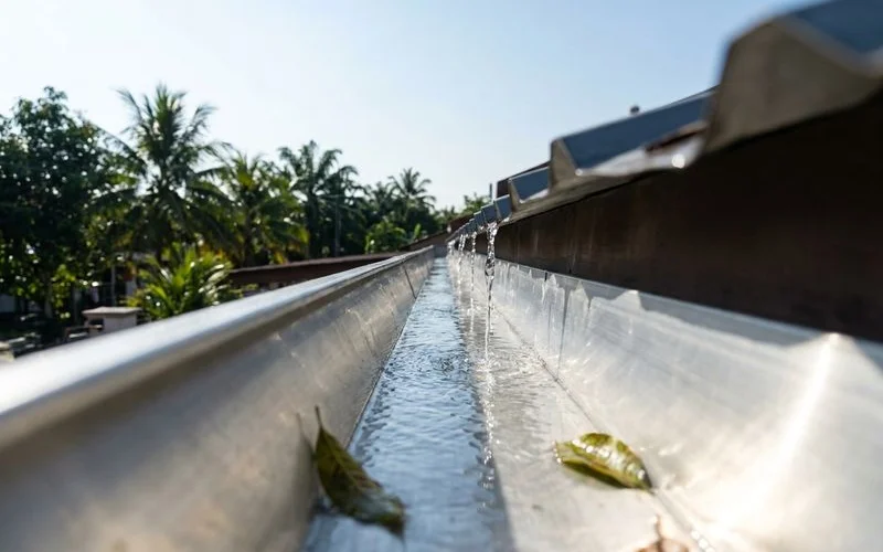 Clean gutter after professional maintenance