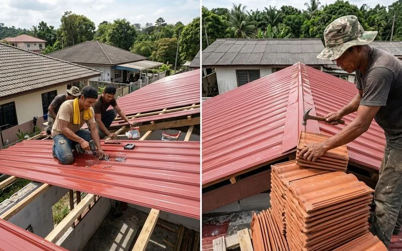 Roof installation in progress on day two