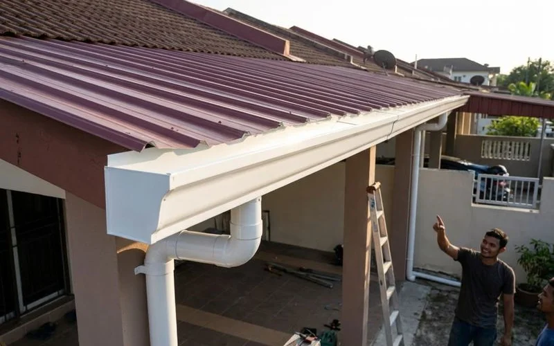Seamless aluminium gutter installation