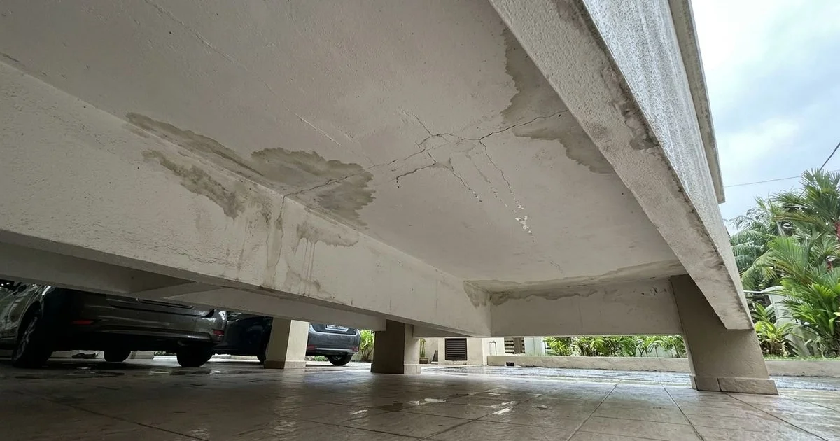 Malaysian car porch with professionally applied waterproofing coating